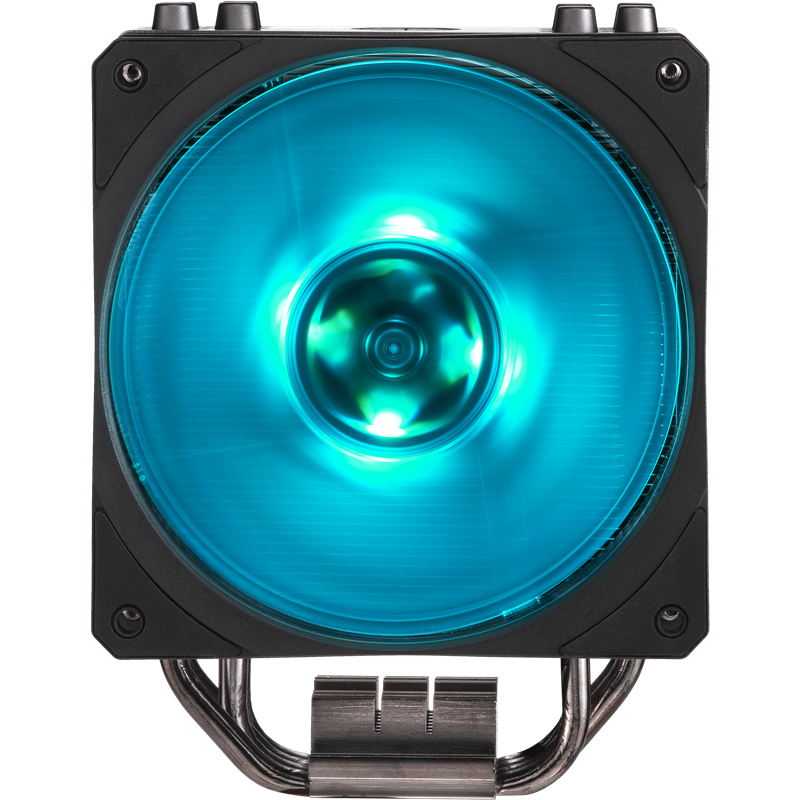 Кулер для процессора/ Cooler Master Hyper 212 RGB Black Edition (150W, 4-pin, 158.8mm, tower, Al/Cu, RGB, fans: 1x120mm/59CFM/30dBA/2000rpm, 2066/2011-v3/2011/1366/1200/115x/AM4/AM3+/AM3/AM2+/AM2/FM2+/FM2/FM1)