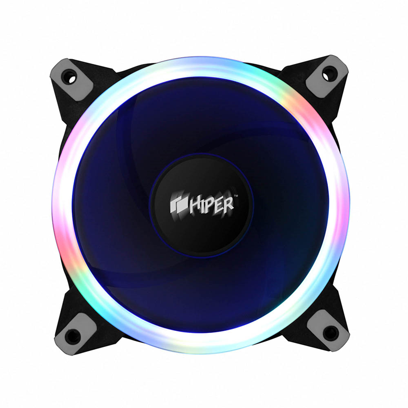 вентилятор для корпуса/ Single ring, RGB fan HIPER HCF1251-03, 120*120*25mm (38.5CFM, 1200RPM, 3+4PIN)