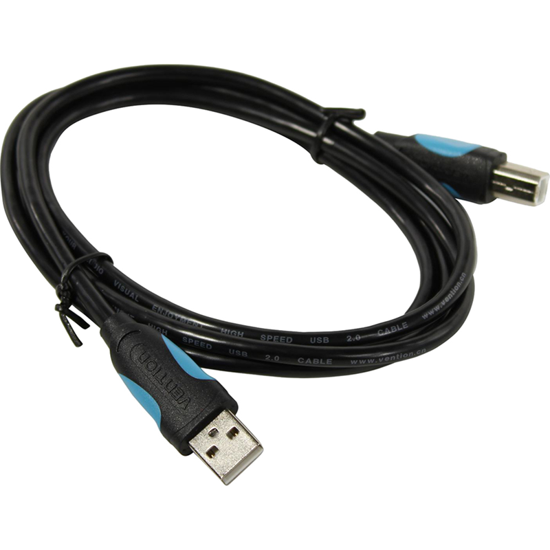 Кабель Vention USB 2.0 AM/BM  - 1,5м. Черный