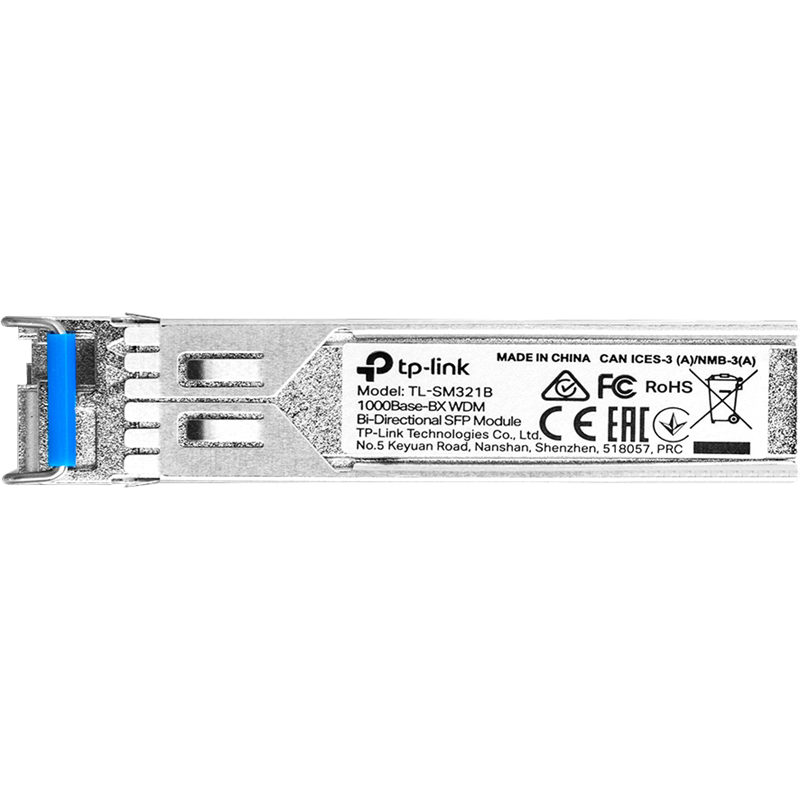 Трансивер/ 1000Base-BX WDM Bi-Directional SFP Module, LC connector, TX:1310nm/RX:1550nm, single-mode, 10km