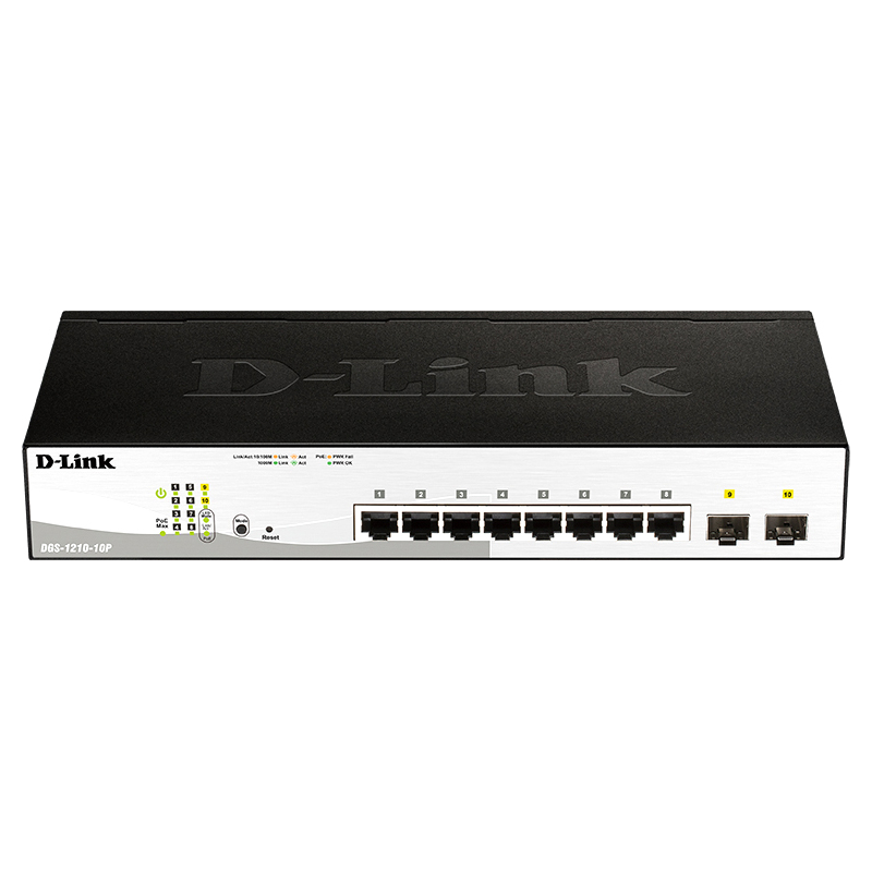 Коммутатор/ Smart L2 Switch 8х1000Base-T PoE, 2х1000Base-X SFP, PoE Budget 65W, Compact CLI