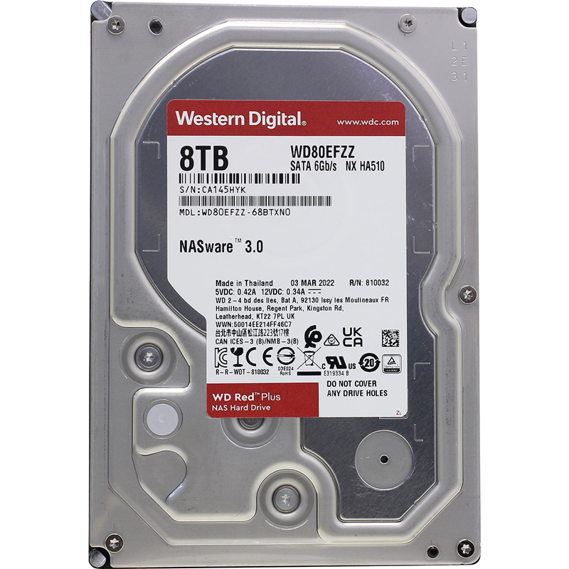 Жесткий диск/ HDD WD SATA3 8Tb Red Plus for NAS 5640RPM 128Mb 1 year warranty