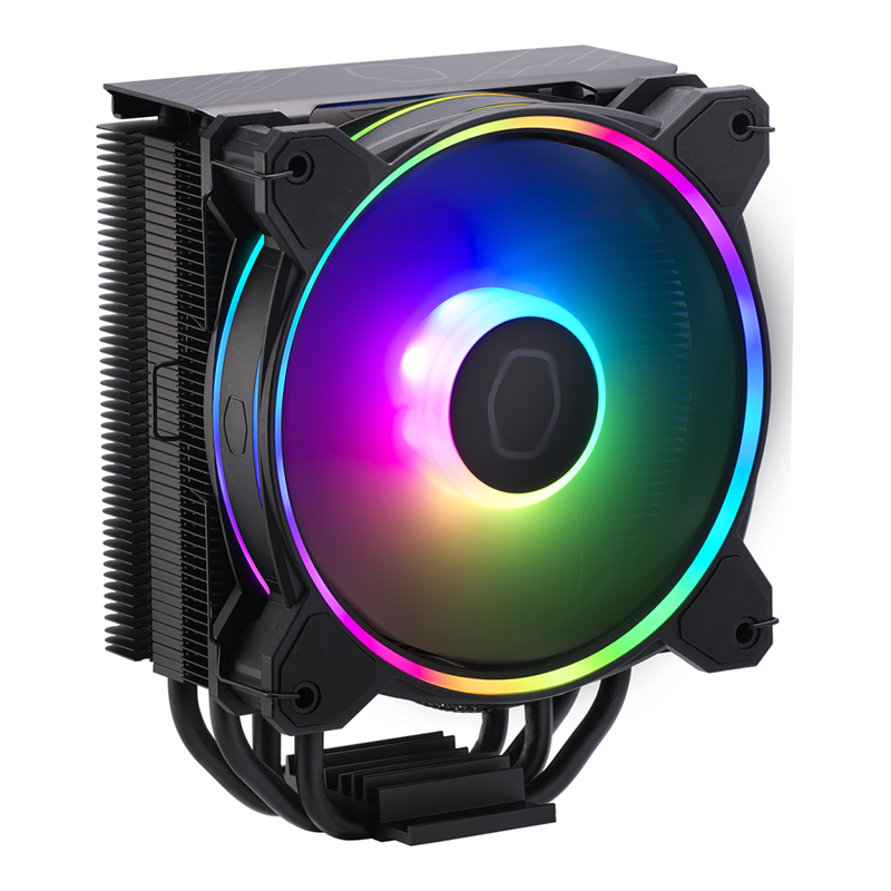 Кулер для процессора/ Cooler Master Hyper 212 Halo Black (150W, 4-pin, 154mm, tower, Al/Cu, fans: 1x120mm/51.88CFM/27dBA/2050rpm, Black, 1700/1200/115x/AM4/AM5)