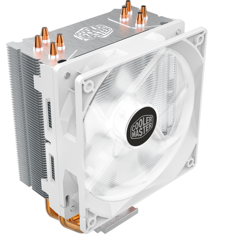 Кулер для процессора/ Cooler Master Hyper 212 LED White Edition (150W, 4-pin, 158mm, tower, Al/Cu, white LED, fans: 1x120mm/66.3CFM/31dBA/1600rpm, 2066/2011-v3/2011/1366/1200/115x/AM4/AM3+/AM3/AM2+/AM2/FM2+/FM2/FM1)