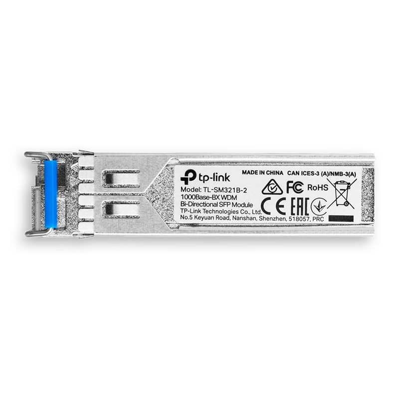 Трансивер/ 1000Base-BX WDM Bi-Directional SFP module, TX: 1310 nm and RX: 1550 nm, 1 LC Simplex port , up to 2 km transmission distance in 9/125 µm SMF