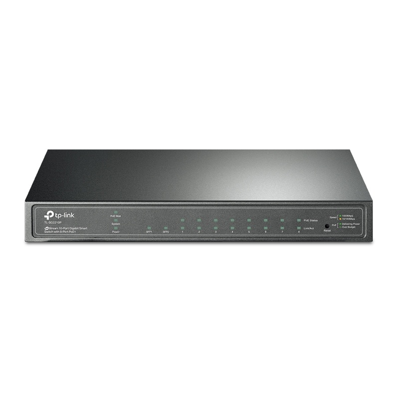 Коммутатор/ 8-port gigabit Smart PoE+ Switch with 2 SFP uplink ports,desktop mount, 8 802.3af/at compliant PoE+ ports, 2 SFP uplink ports, 58W PoE budget, L2 switch features