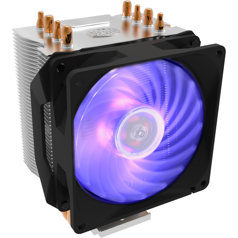 Кулер для процессора/ Cooler Master Hyper H410R RGB (100W, 4-pin, 136mm, tower, Al/Cu, RGB, fans: 1x92mm/34.1CFM/29dBA/2000rpm, 1700/1200/115x/AM4/AM5, RGB Controller)