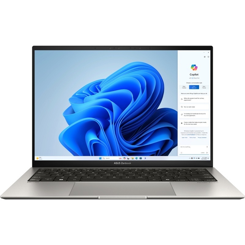 Ноутбук/ ASUS UX5304MA-NQ138W 13.3"(2880x1800 OLED 16:10)/Intel Core Ultra 7 155U(1.7Ghz)/16384Mb/1024SSDGb/noDVD/Int:Shared/Cam/BT/WiFi/63WHr/war 1y/1kg/Basalt Grey/Win11Home + EVO; алюм корп; чехол