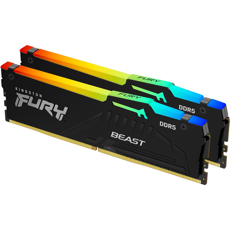 Память оперативная/ Kingston 32GB 5200MT/s DDR5 CL40 DIMM (Kit of 2) FURY Beast RGB